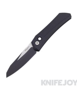 Pro-tech Knives DS103-LTD Auto Sinkevich Design Oligarch Auto Two-Tone DLC / Satin Magnacut Blade with Pearl Button and Solid Black Aluminum Handles
