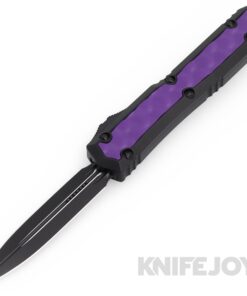 MICROTECH 206-1BIPUS Makora Double Edge OTF Auto Signature Series Standard Blade with Purple Bubble Inlay/ Nickel Boron Internals/ Black Aluminum Handles