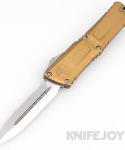 MICROTECH 1142-10TA Combat Troodon III OTF Auto Double Edge Standard Stonewash Blade with Tan Aluminum Handles