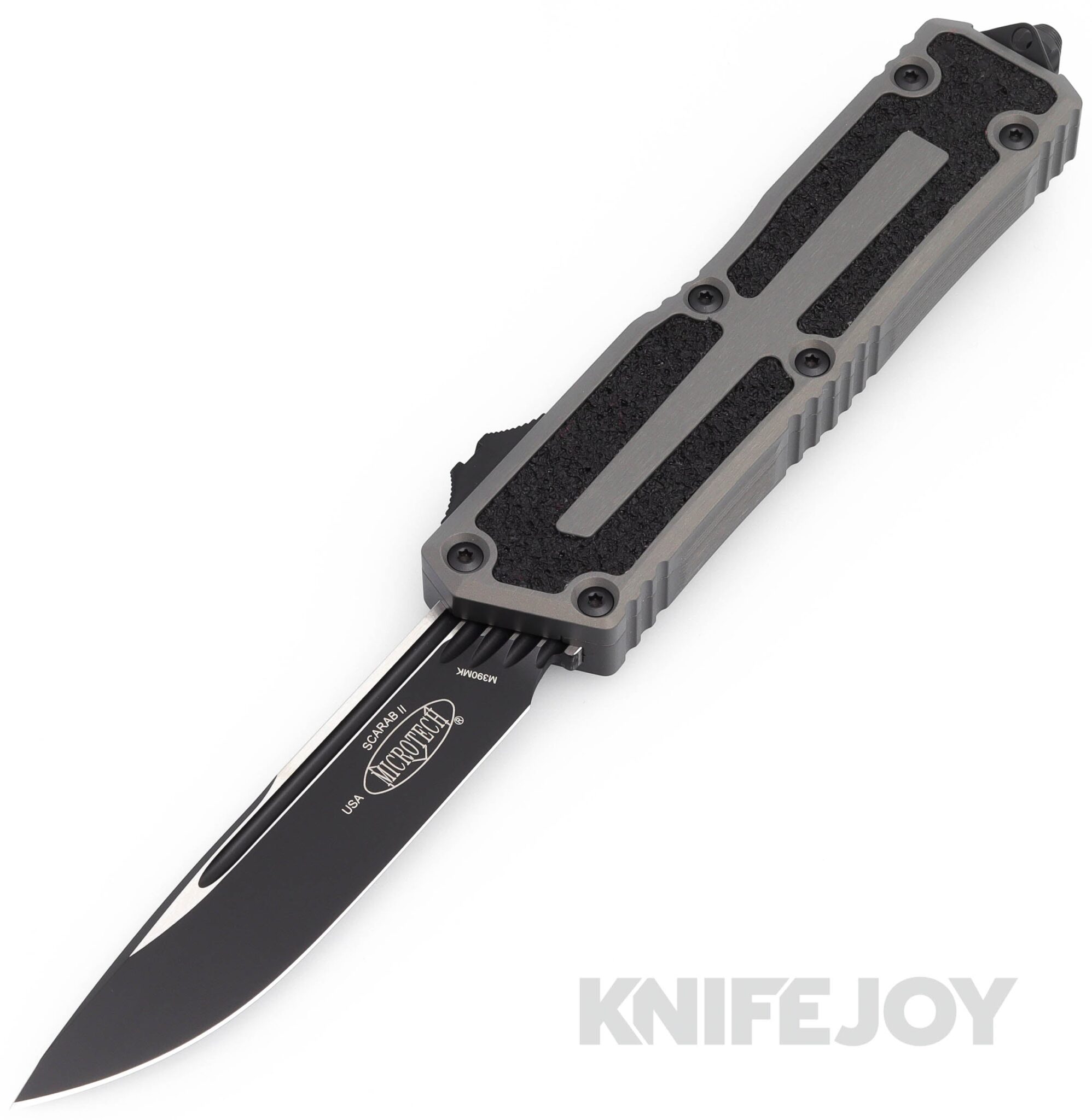 MICROTECH 1278-1NC Scarab II Gen III Auto OTF Single Edge Standard Blade with Natural Clear Aluminum Handles