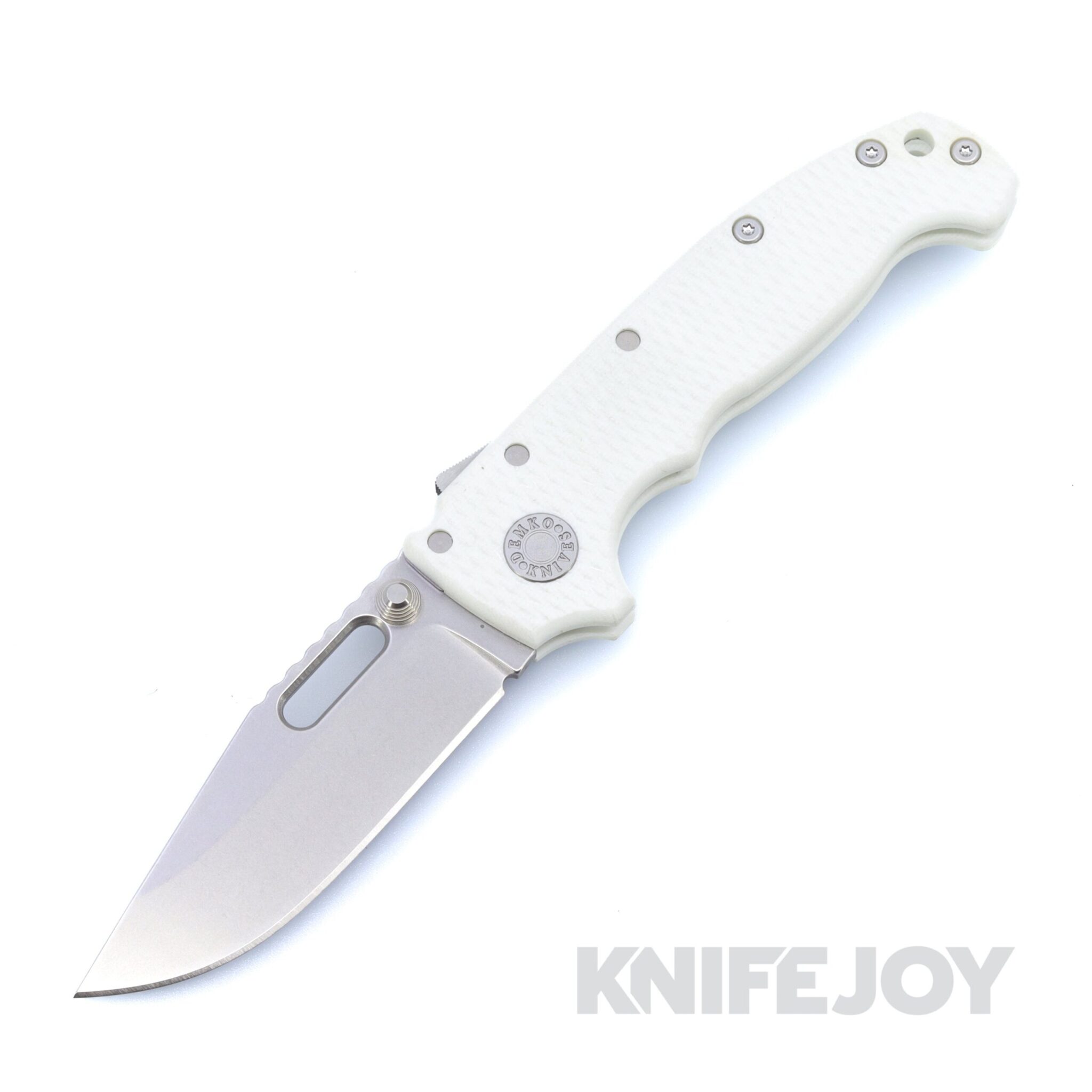 Demko Knives MGAD20S Clip Point 20CV Blade with White Textured G10 Handles