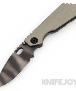 Strider Knives SnG Tiger Stripe Spearpoint Fatty CPM-20CV Blade with Aluminum Flag Engraved Handle