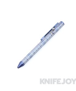 Fellhoelter / Captain Axel Tibolt Engraved Blue / White Sine Wave Titanium Pen with Blue Block Clip