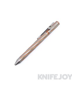 Fellhoelter / Captain Axel Tibolt Engraved Copper Spiral Flutes Titanium Pen with Block Clip and Copper Butt Cap