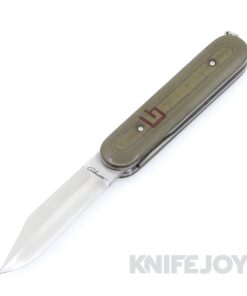 Chuck Gedraitis Custom Knives Switch Army Switchblade Knife Nitro-V NYS Grind Blade with Green Linen Micarta Scales / Ti Liners and Hardware