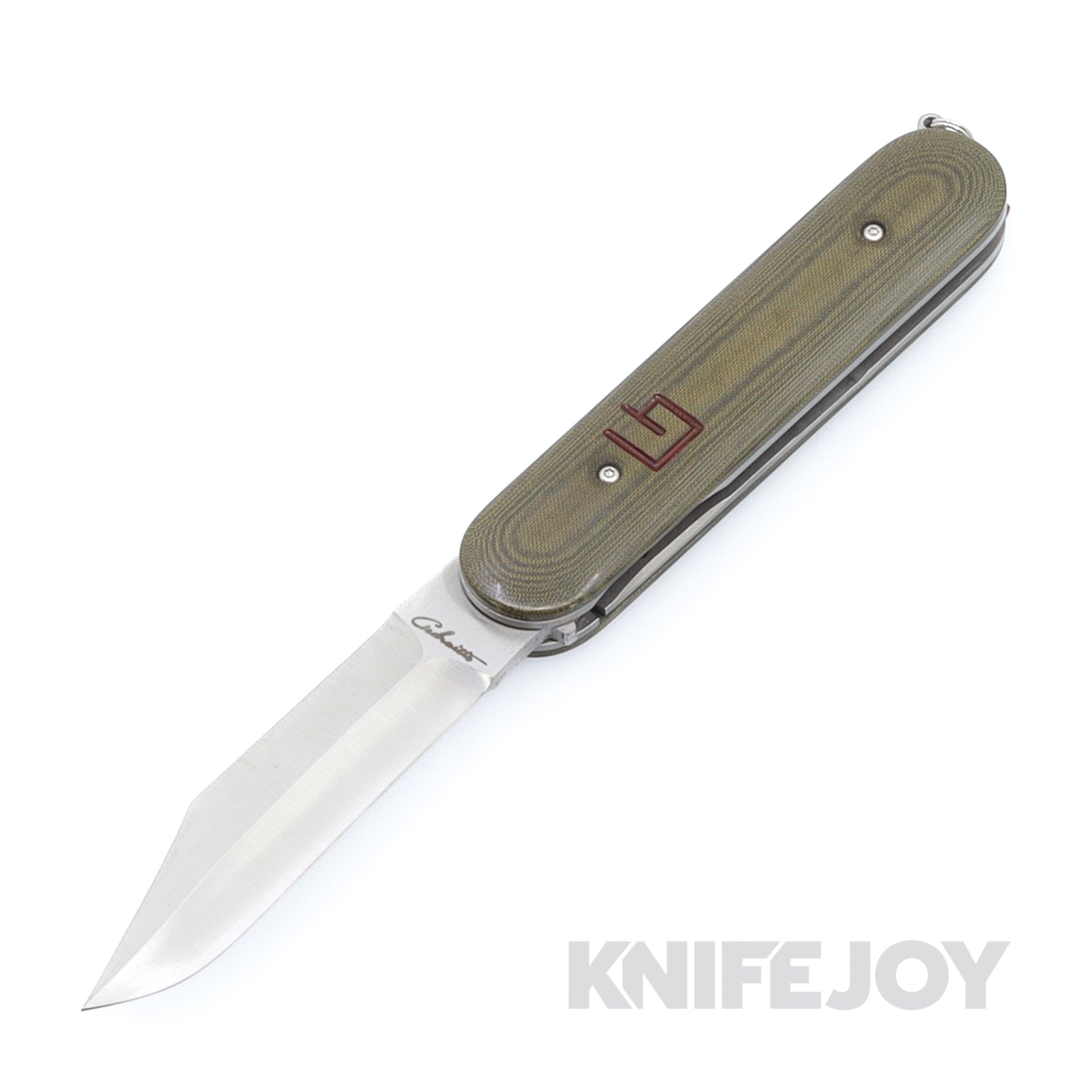 Chuck Gedraitis Custom Knives Switch Army Switchblade Knife Nitro-V NYS Grind Blade with Green Linen Micarta Scales / Ti Liners and Hardware