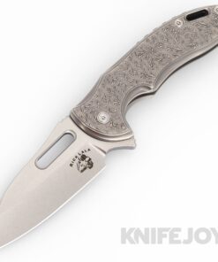 Mechforce Knives Rick Lala Collab Sentry Frame Lock Flipper Knife M390 Dual Tone Blade with Scroll Pattern Titanium Handles