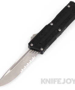 MICROTECH 1278-11AP Scarab II GEN III Auto OTF Single Edge Apocalyptic Partially Serrated Blade with Black Aluminum/ Traction Inlay Handles