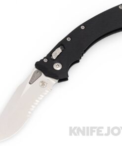 MICROTECH 137RL-11FLGTBK Amphibian RAM-LOK Folder Stonewash Partially Serrated Blade with Fluted Black G10 Handles