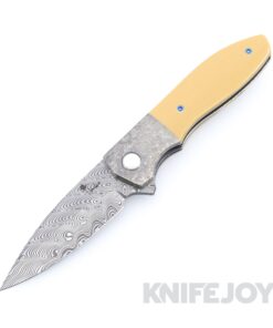 Kirby Lambert Custom Knives Mini Gents Blitz Folder Damasteel Blade with Vintage GE Paper Micarta Handles / Crystallized Ti Bolsters and Clip / Ti Pivot and Hardware
