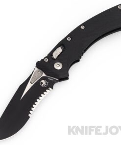 MICROTECH 137RL-2FLGTBK Amphibian RAM-LOK Folder Black Partially Serrated Blade with Fluted Black G10 Handles