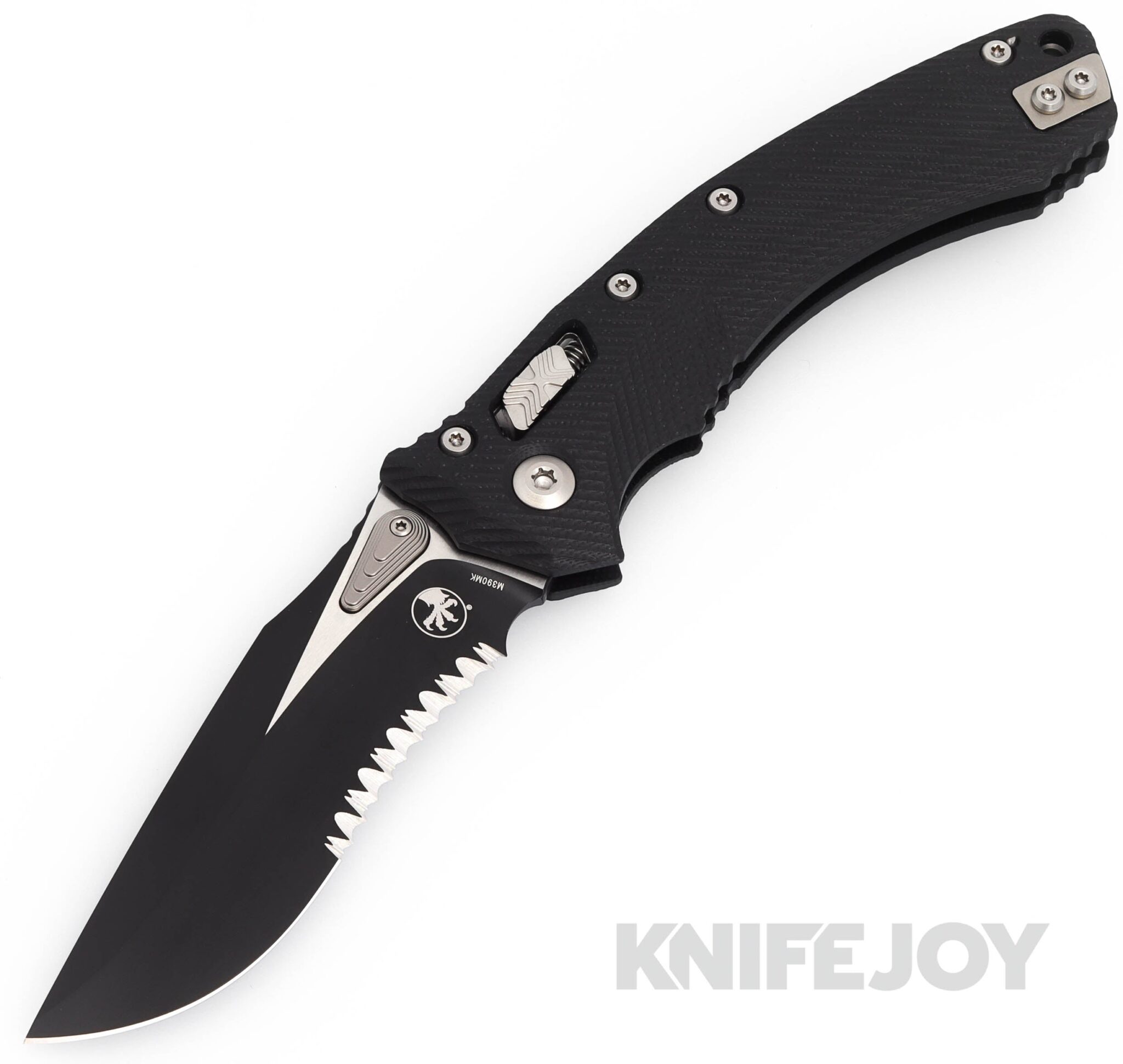 MICROTECH 137RL-2FLGTBK Amphibian RAM-LOK Folder Black Partially Serrated Blade with Fluted Black G10 Handles