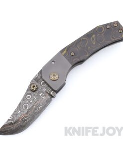 Zermeno Knives Tyr 80 Copper-Infused Damascus MZ1 Blade with Titanium Handles and Camo Carbon Scales