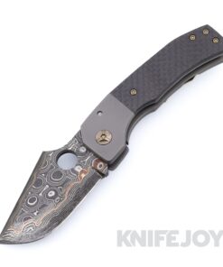 Zermeno Knives Tyr 80 Copper-Infused Damascus Blade with Titanium Handles and Carbon Fiber Scales