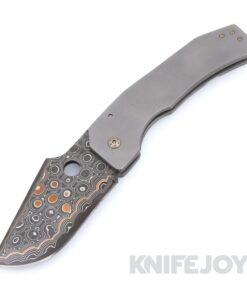Zermeno Knives Tyr XL Copper-Infused Damascus Blade with Stonewash Titanium Handles