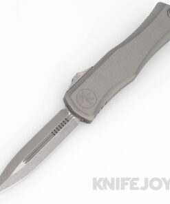 MICROTECH 1702-10APNC Hera II Auto OTF Double Edge Standard Apocalyptic Blade with Natural Clear Aluminum Handles