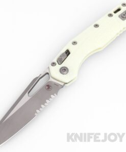 MICROTECH Standard Issue 210T-11APPMWH MSI Ram Lock Folder Single Edge Apocalyptic Partially Serrated Blade with White Polymer Tri-Grip Handles