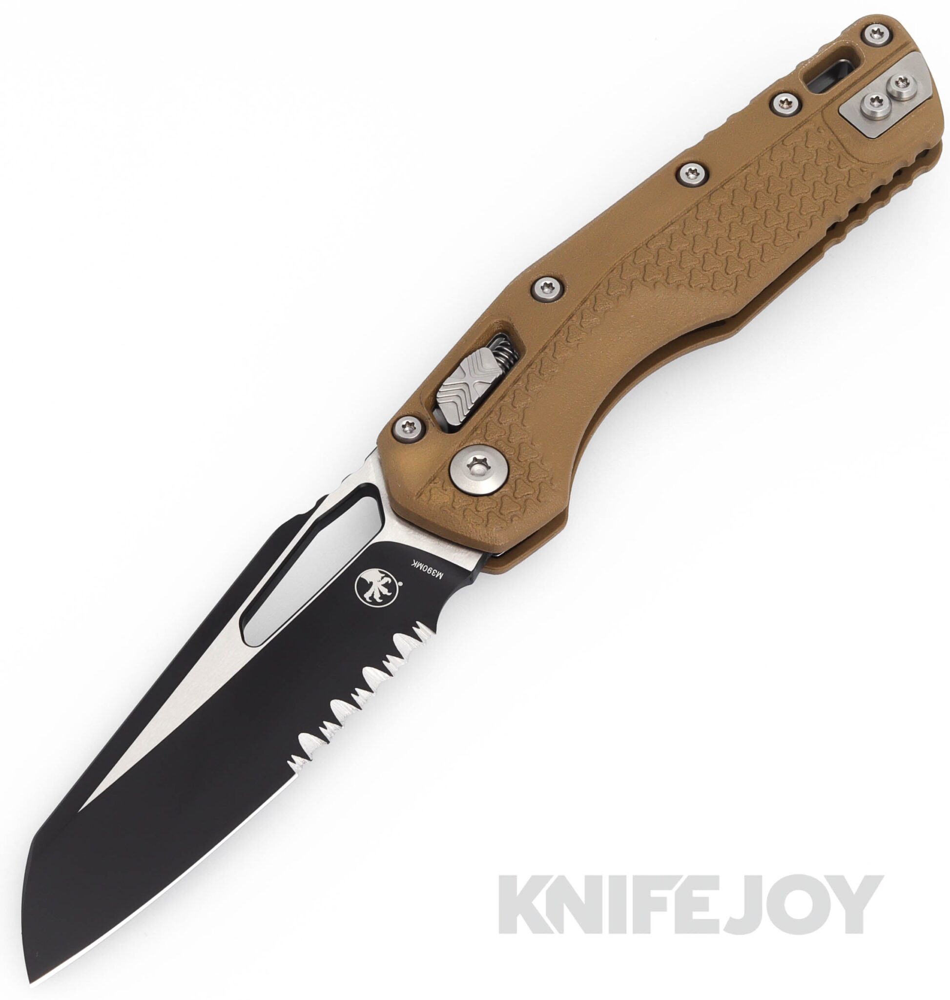 MICROTECH Standard Issue 210T-2PMDE MSI Ram Lock Folder Single Edge Partially Serrated Blade with Dark Earth Polymer Tri-Grip Handles