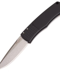 Pro-tech Knives PTBR-1.3 Auto Magic Whiskers Black Patterned Handle with Stonewash Blade Knife