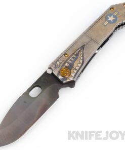 Medford Knives 187DP D2 Vulcan Drop Point Blade with Tumbled Warthog/ Stars-N-Bars Rivet Handles/ Bronze Hardware/ DLC Clip