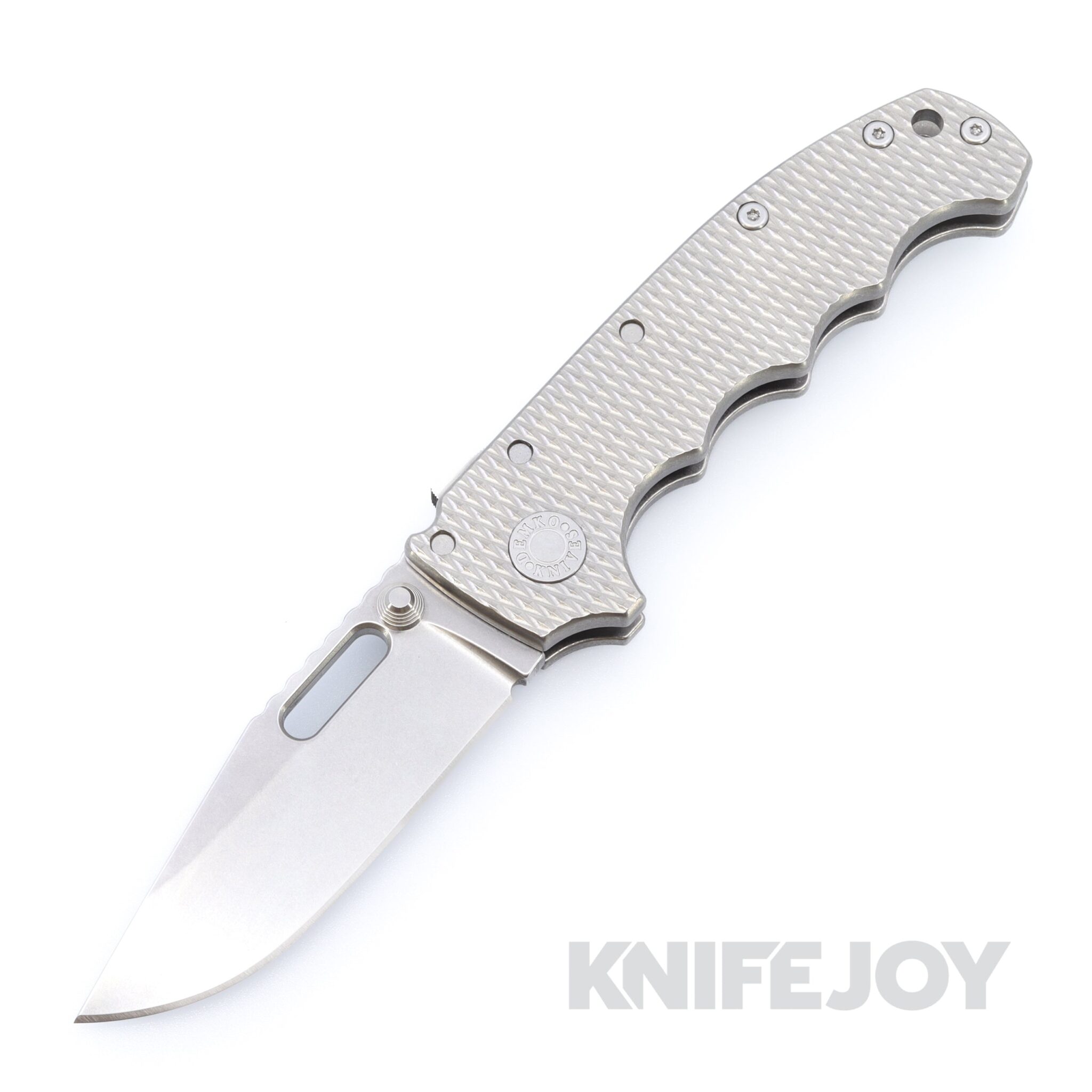 Demko Knives MGAD20 V1 Clip Point Magnacut Blade with Finger Groove Titanium Textured Handles