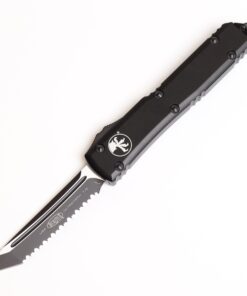MICROTECH 123-3T Ultratech OTF Auto Tactical Black Tanto Full Serrated Blade with Black Aluminum Handles