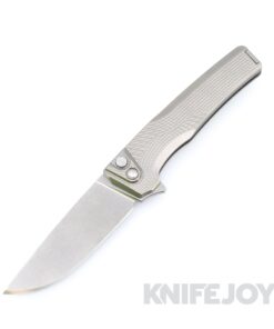 MachineWise Sonora Button Lock Folder Stonewash S90V with Streamline Textured Grade 5 Integral Raw Titanium Handles / Bolster / Clip