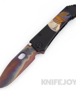 Medford Knives 187DP D2 Vulcan Drop Point Blade with DLC "Molon Labe" Handles/ Black Hardware/ Brz-Vio Fade Clip