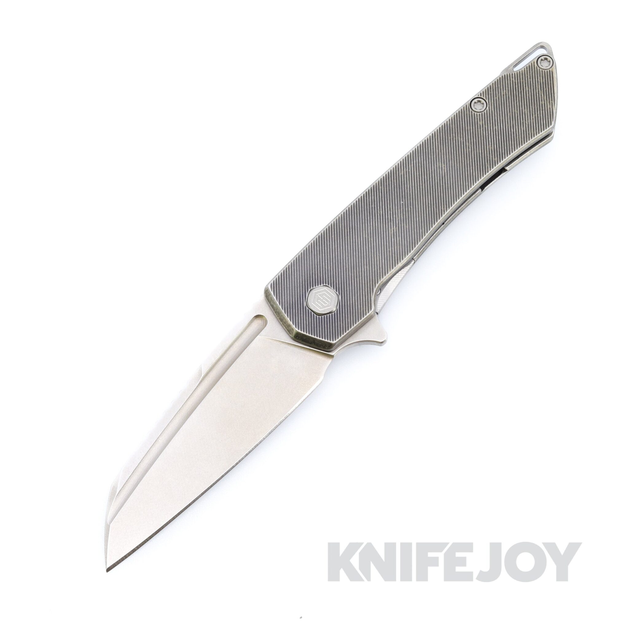 MachineWise Mojave Frame Lock Folder Lightwash S90V with Fine Step Textured Grade 5 Integral Manganese Wash Titanium Handles / Raw Ti Spacer and Clip