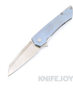 MachineWise Mojave Frame Lock Folder Lightwash S90V with Smooth Grade 5 Integral Powder Blue Distressed Titanium Handles / Raw Ti Spacer and Clip