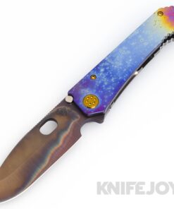 Medford Knives 187DP D2 Vulcan Drop Point Blade with Flamed Solar Flare/ Galaxy Handles/ Brz Hardware/ Galaxy Clip
