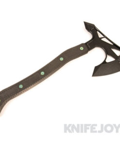 Hoback Knives HOB4217 Ps2 Axe AEB-L Stonewash Blade with Unidirectional Carbon Fiber Handles/ Green Anodized Bolts