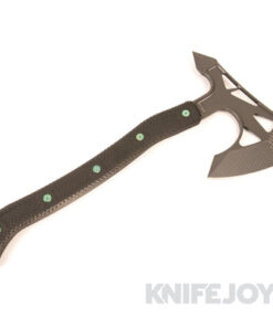 Hoback Knives HOB4215 Ps2 Axe AEB-L DLC Black Stonewash Blade with Unidirectional Carbon Fiber Handles/ Green Anodized Bolts