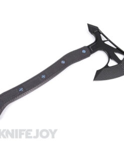 Hoback Knives HOB4214 Ps2 Axe AEB-L DLC Black Stonewash Blade with Unidirectional Carbon Fiber Handles/ Blue Anodized Bolts