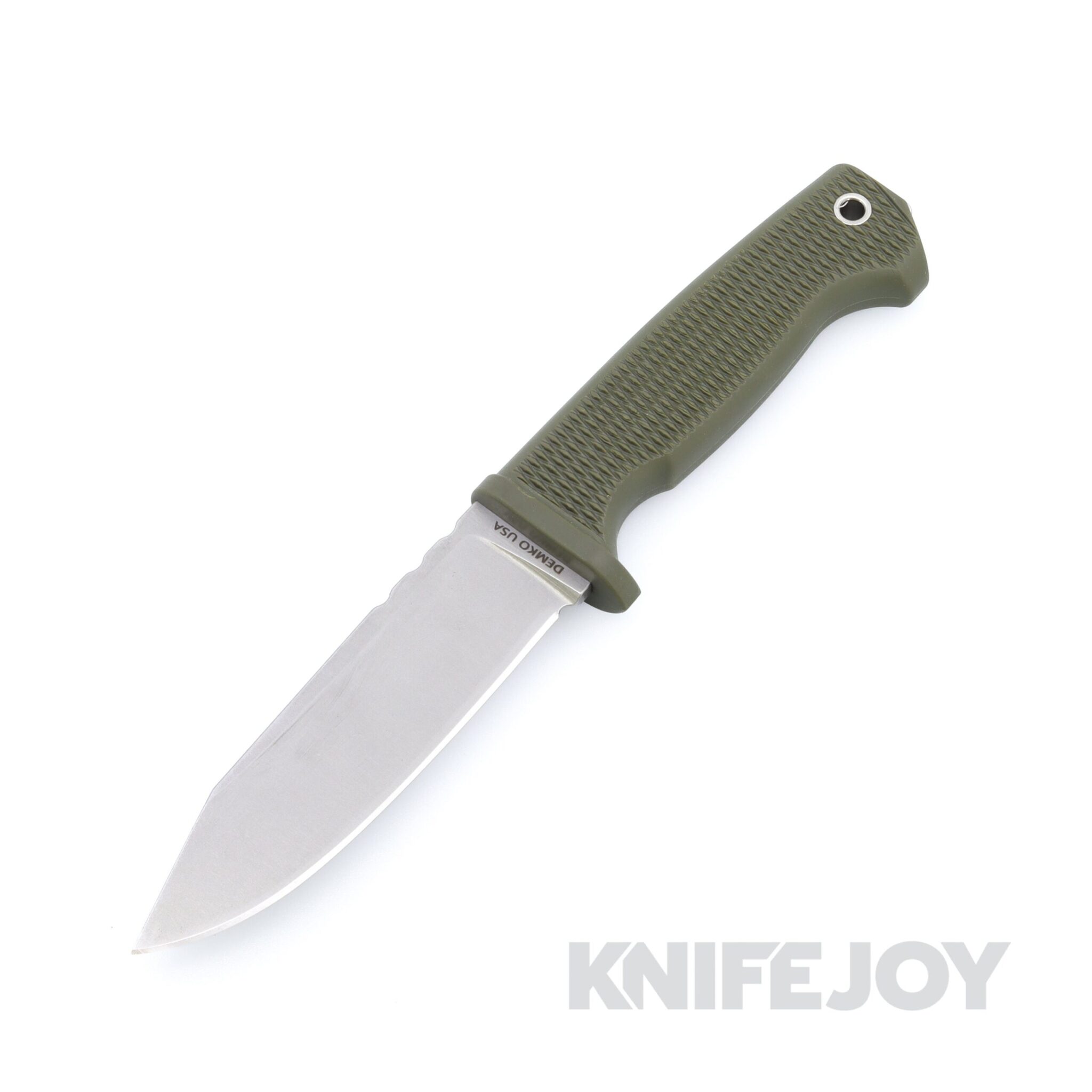 Demko Knives Fixed Blade FreeReign Clip Point 3V Blade with OD Green Rubberized Handles / Kydex Sheath