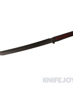 Hoback Knives HOB4200 Kwaichete Fixed Blade 154CM DLC Black Stonewash Bade with Black Cord Wrapped Over Polished Red Stingray Handle