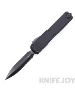 MICROTECH 1122-2DLCTSH Ultratech ZBP OTF Auto Double Edge DLC Partially Serrated Blade with Black Shadow Aluminum Handles