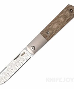 Enrique Pena X Series Front Flipper Barlow #2 Spey Blade Damasteel with Green Micarta