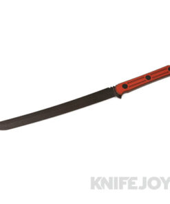 Hoback Knives HOB4203 Kwaichete Fixed Blade 154CM DLC Black Stonewash Finish Blade with Ruby Red SureTouch Handle
