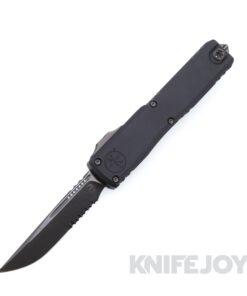 MICROTECH 1121-2DLCTSH Ultratech ZBP OTF Auto Single Edge DLC Partially Serrated Blade with Black Shadow Aluminum Handles