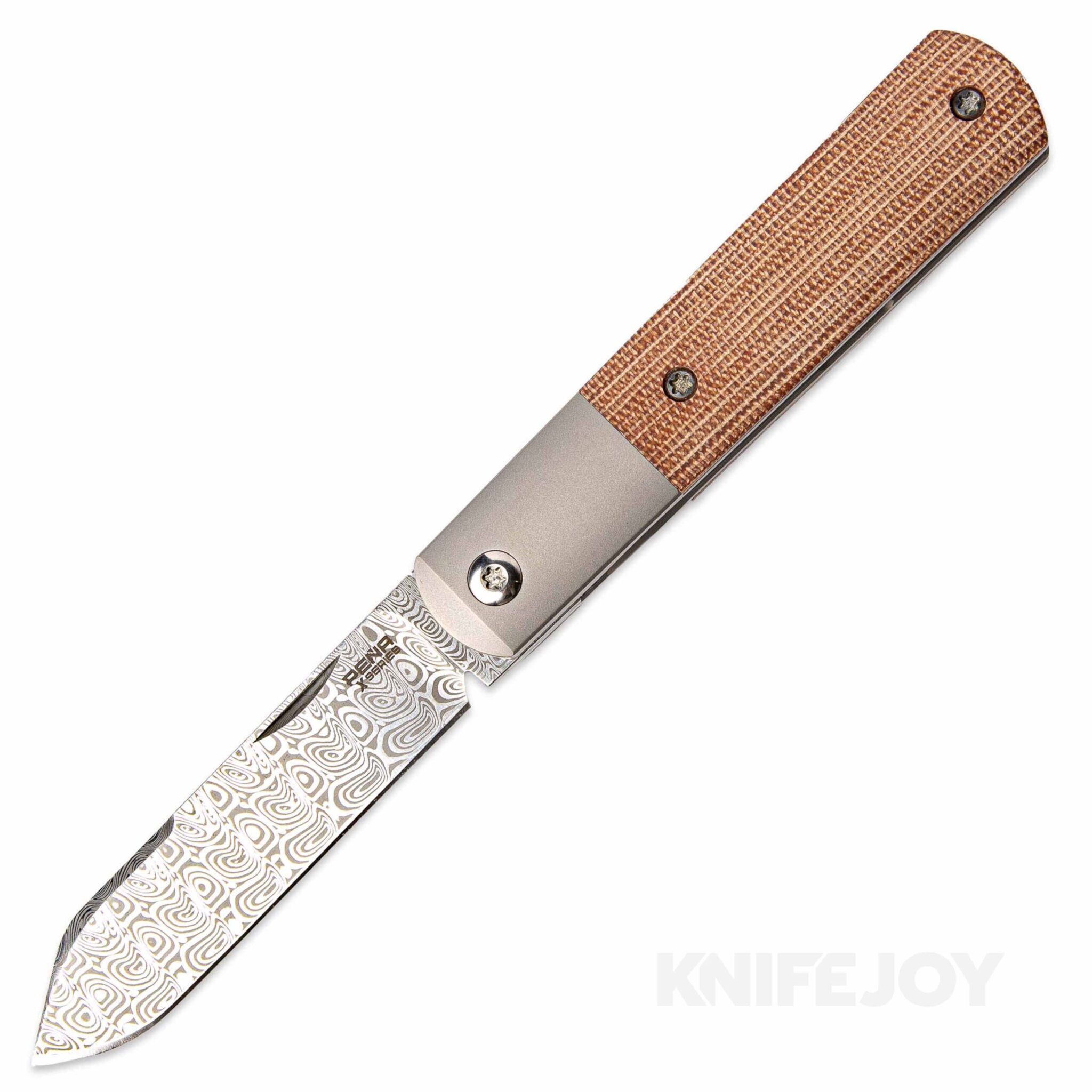 Enrique Pena X Series Front Flipper Barlow #2 Spey Blade Damasteel with Brown Micarta
