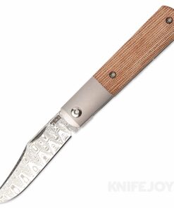 Enrique Pena X Series Front Flipper Barlow #1 Clip Point Damasteel Blade with Brown Micarta