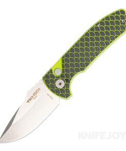 Pro-tech Knives PT-KJoySBR.01 Auto SBR Les George Exclusive KnifeJoy Short Bladed Rockeye with Green/Black Fish Scale Handles Stonewash Blade