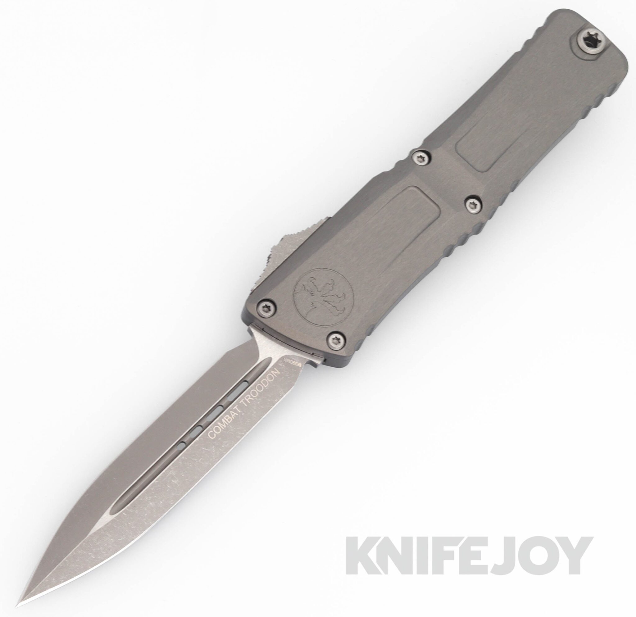 MICROTECH 1142-10APNC Combat Troodon III OTF Auto Double Edge Apocalyptic Standard Blade with Natural Clear Aluminum Handles