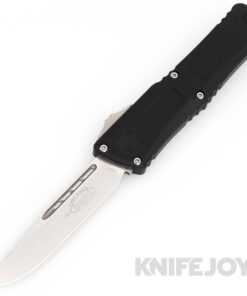 MICROTECH 1143-10 Combat Troodon III OTF Auto Single Edge Stonewash Standard Blade with Black Aluminum Handles