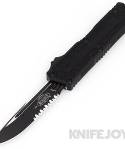 MICROTECH 1278-2T Scarab II GEN III Auto OTF Single Edge Tactical Partially Serrated Blade with Black Aluminum/ Traction Inlay Handles