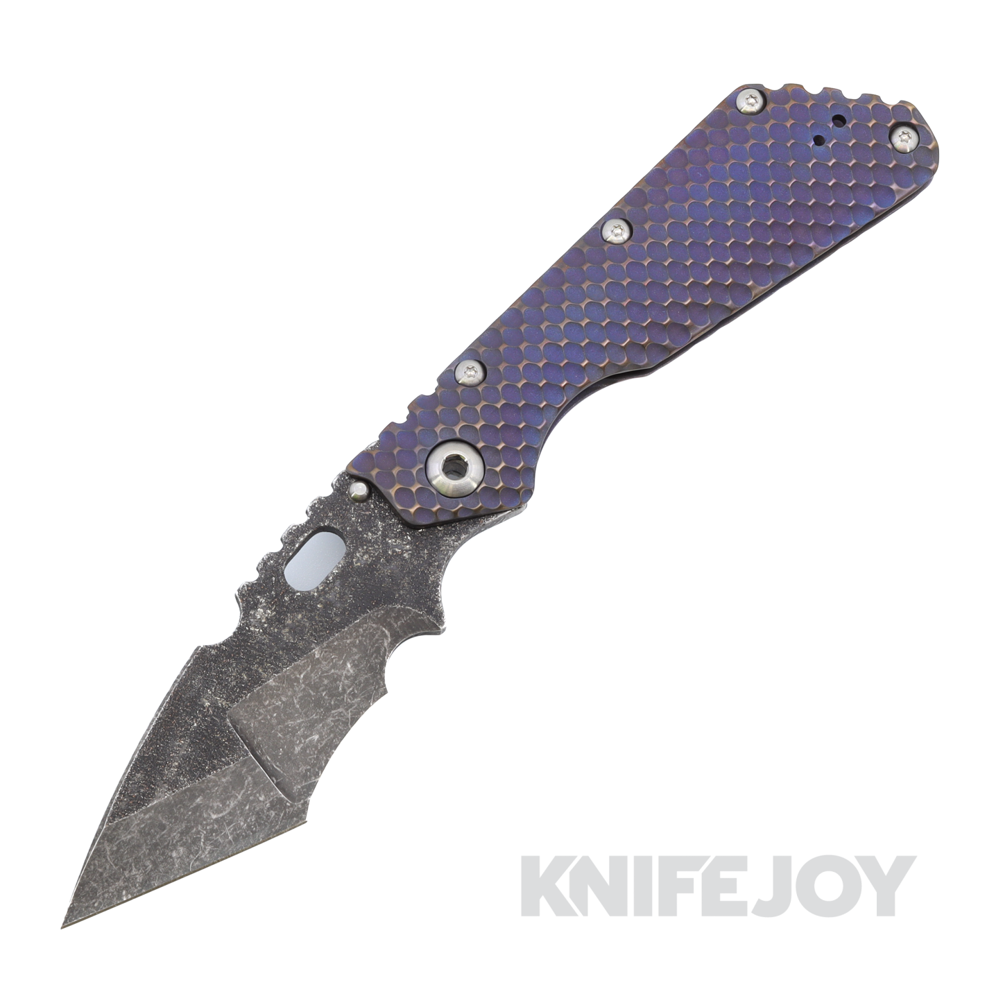 Mick Strider Custom Knives XL Hand-Finished Nightmare Grind Blade with Anodized Textured Titanium Handles