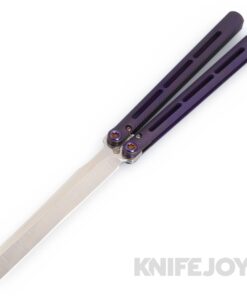 Medford Knives Viceroy Balisong Butterfly Knife S45VN Tumbled Sheepsfoot Blade with Violet Titanium Handles/ Flamed Hardware
