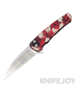 Pro-tech Knives 5300-CTC Malibu Flipper Stonewash Wharncliffe Magnacut Blade with Crimson Tiger Camo Aluminum Handles