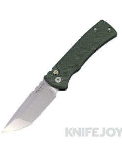 Chaves Knives x Pro-Tech BSW.25.Redencion.1 Redencion Auto Stonewash S35VN Blade with Mosaic Pin Button / Green TREAD Textured Handle / Stonewash Milled Skull Clip